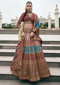 Coffee Brown & Blue Banarasi Silk Zari Lehenga Choli