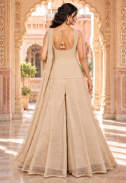Cream Salsa Silk Bead & Sequin Sharara Set