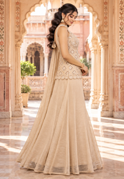 Cream Salsa Silk Bead & Sequin Sharara Set