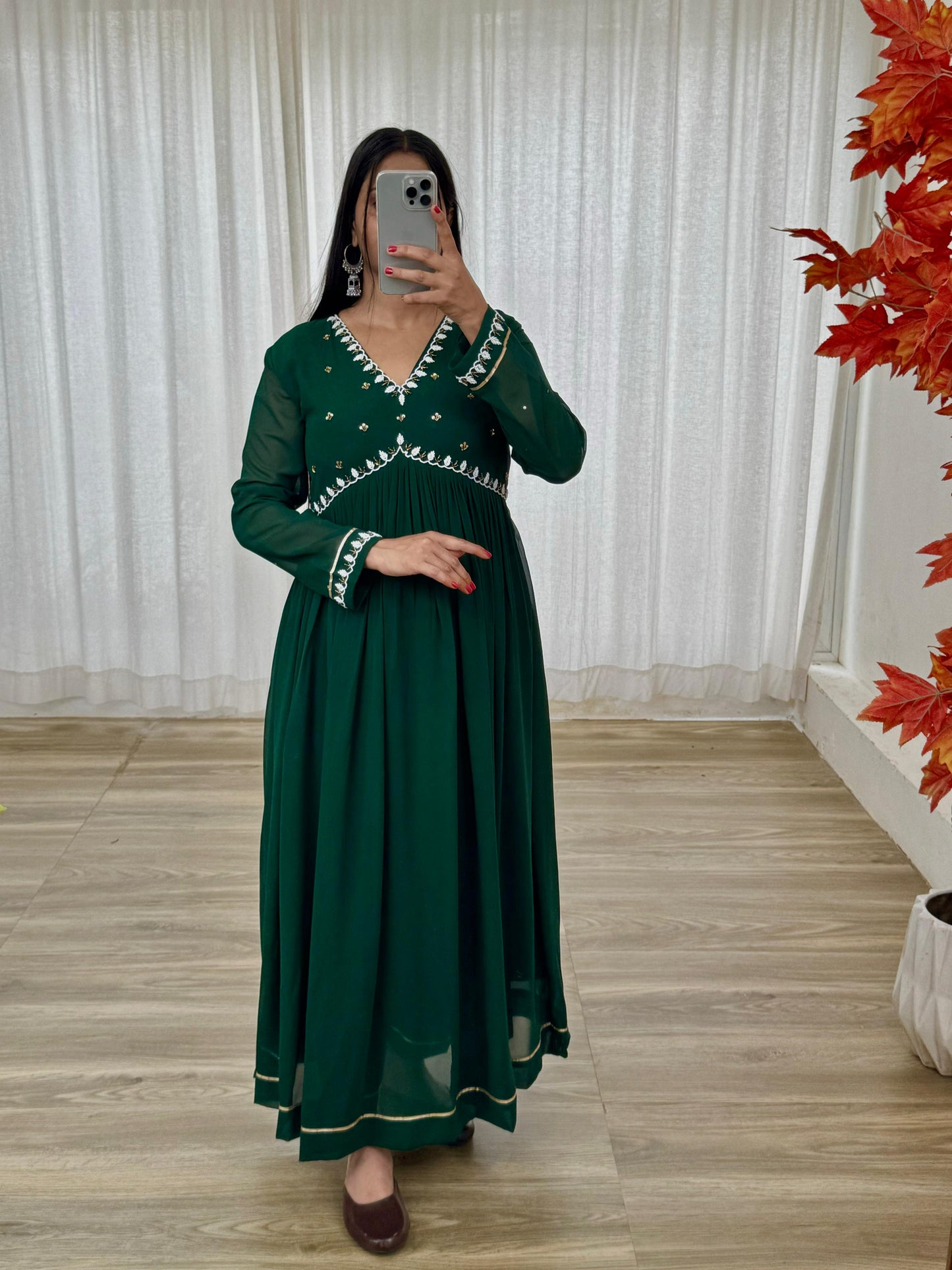 Exquisite Faux Georgette Festive Wear Handworked Suit - Ethnicwish