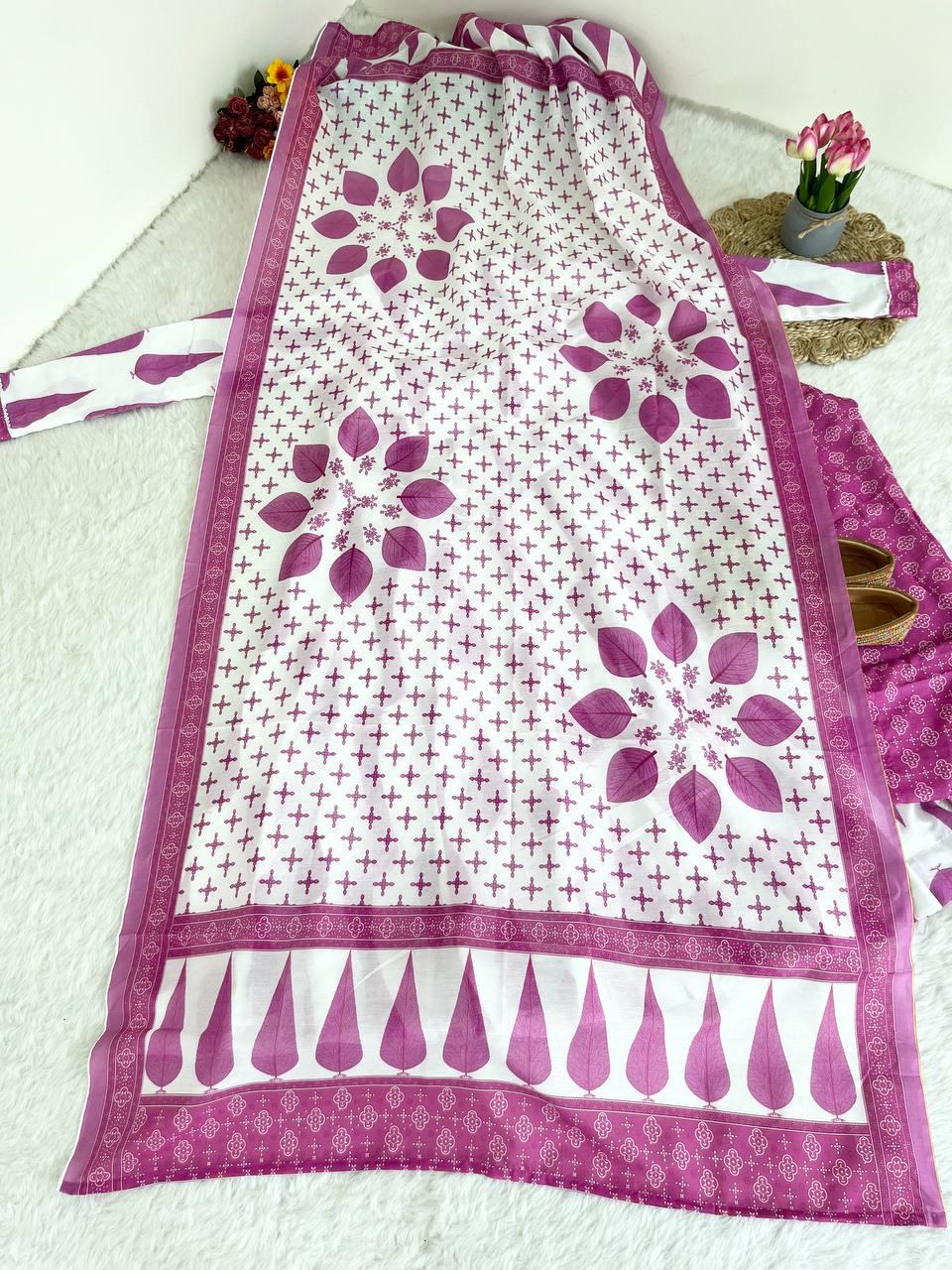 Fabulous Pure Cambric Cotton Digital Printed Anarkali Pant Suit - Ethnicwish