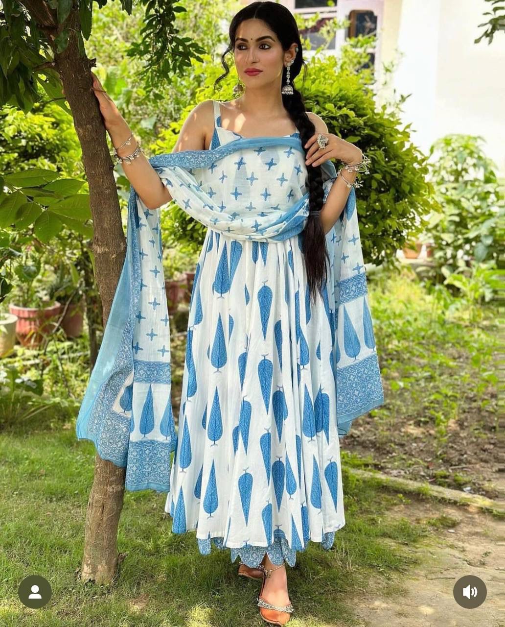 Radiant Pure Cermic Cotton Digital Printed Anarkali Pant Suit - Ethnicwish