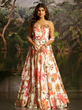 OFF WHITE HANDWORK DESIGNER CORSET-LEHENGA SET