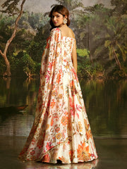 OFF WHITE HANDWORK DESIGNER CORSET-LEHENGA SET