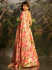 PEACH HANDWORK DESIGNER CORSET-LEHENGA SET