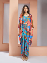 Aqua Blue Muslin Silk Printed Co-Ord Set