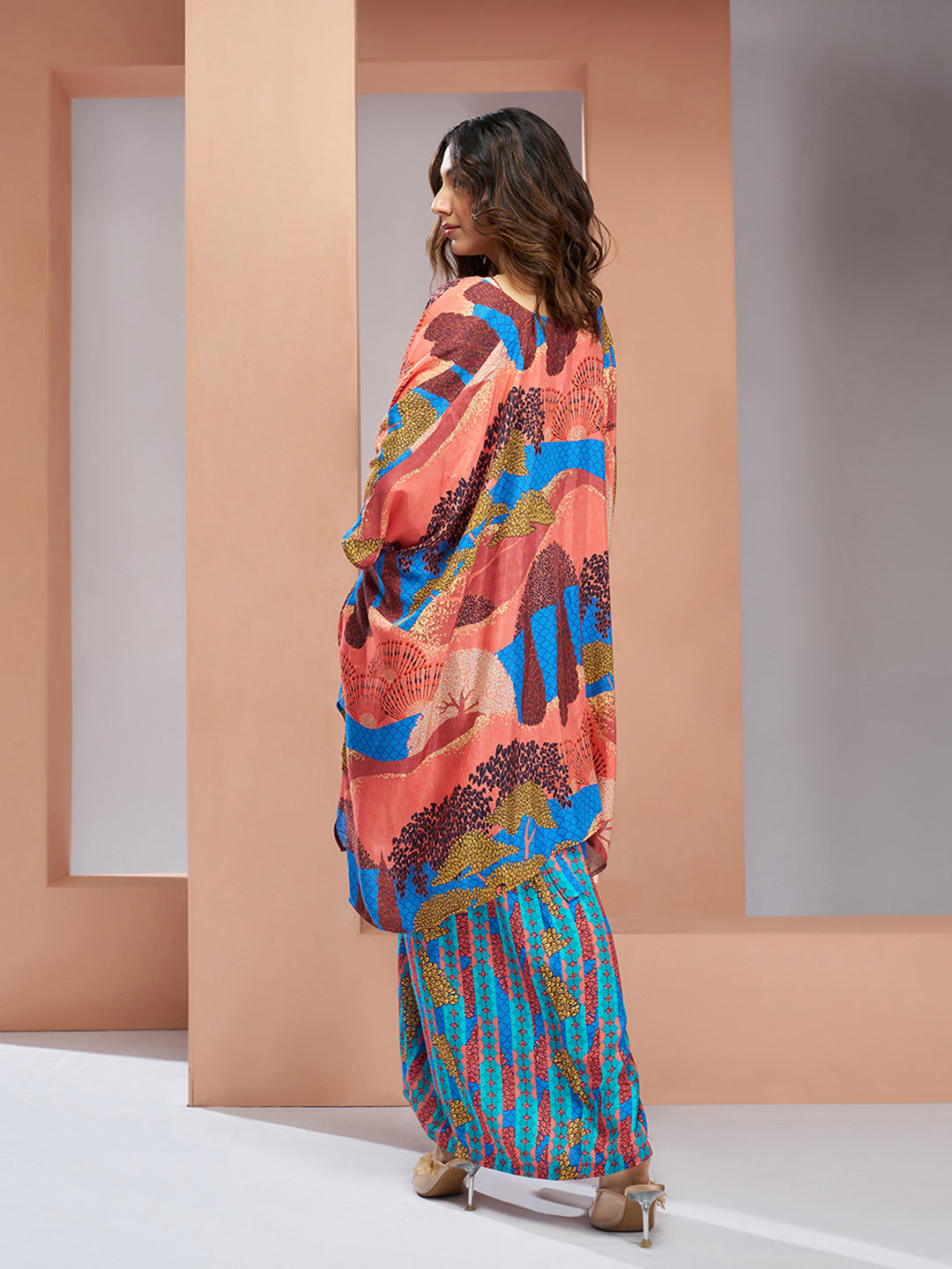 Aqua Blue Muslin Silk Printed Co-Ord Set