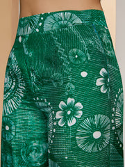 Dark Green Muslin Silk Printed Co-Ord Set