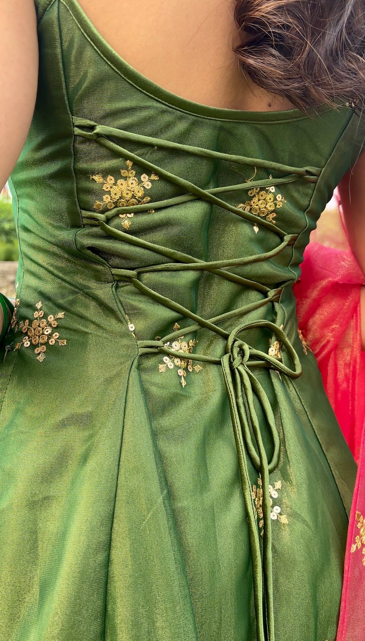 ELEGANT OLIVE GREEN HANDWORK PANT STYLE SUIT