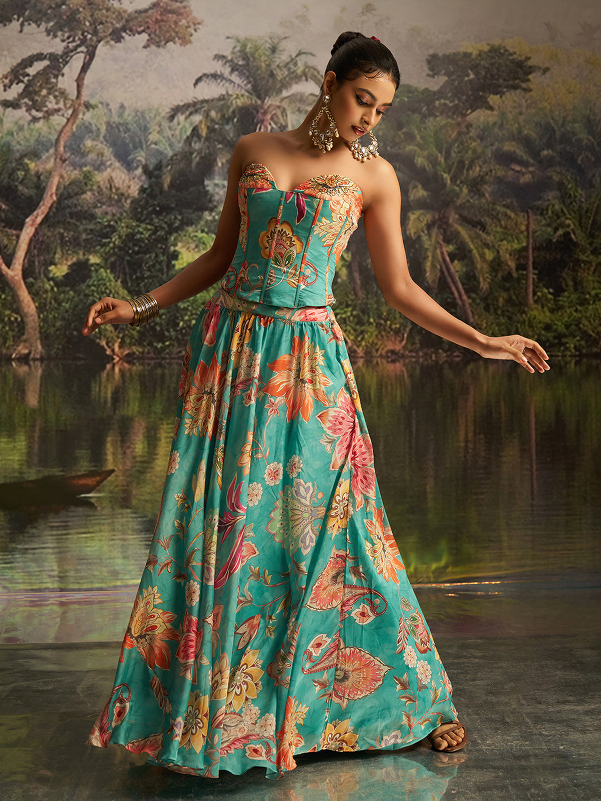 MINT BLUE HANDWORK DESIGNER LEHENGA SET