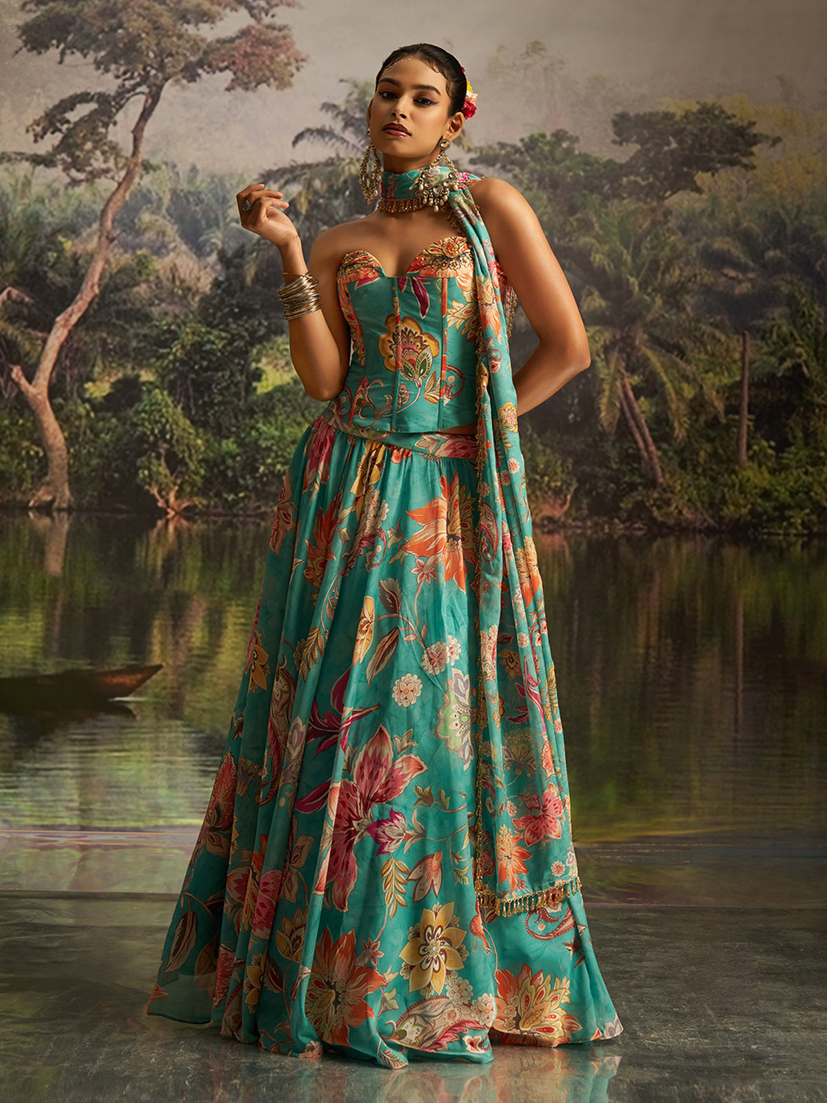 MINT BLUE HANDWORK DESIGNER LEHENGA SET
