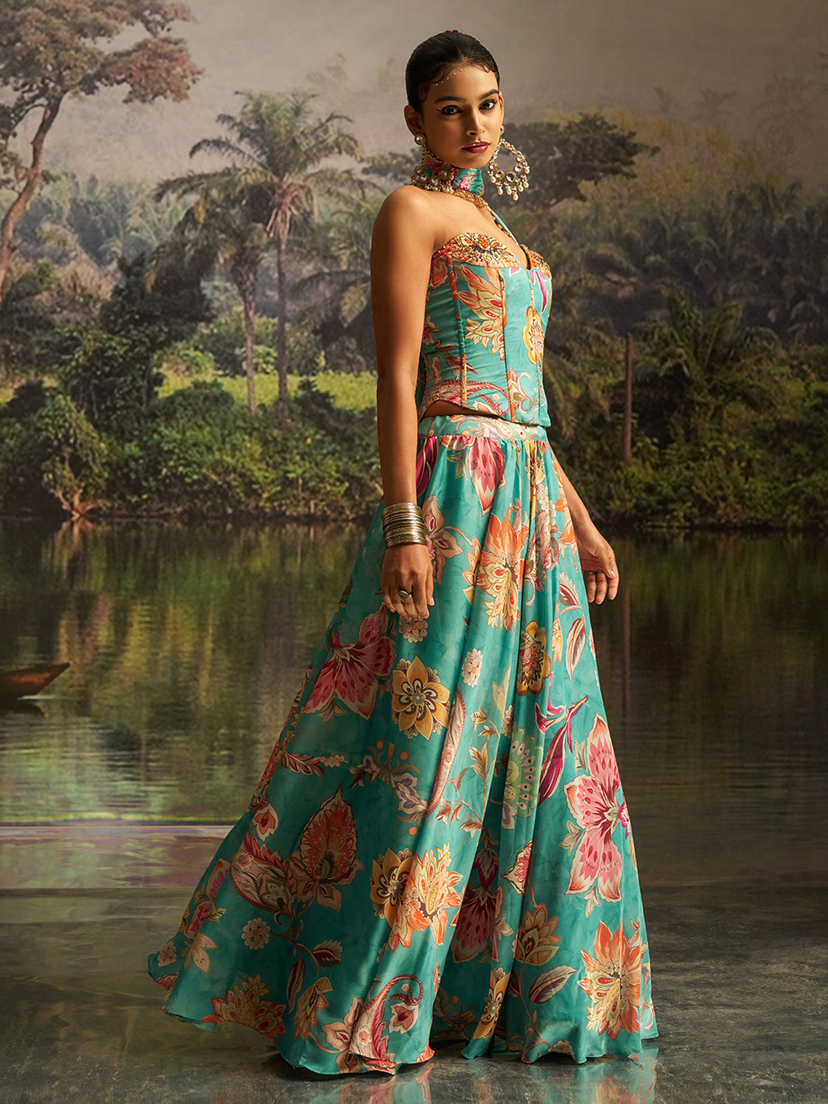 MINT BLUE HANDWORK DESIGNER LEHENGA SET