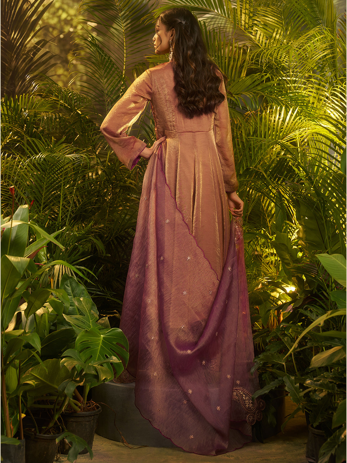 Purple Embroidered Palazzo Suit Set with Designer Dupatta