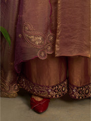 Purple Embroidered Palazzo Suit Set with Designer Dupatta