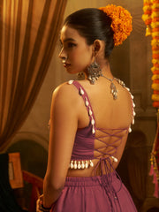 Pink Georgette Thread & Mirror Work Palazzo Set
