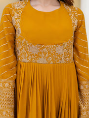 Mustard Yellow Georgette Embroidered Anarkali with Dupatta