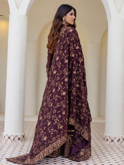 Brown Georgette Embroidered Anarkali with Dupatta