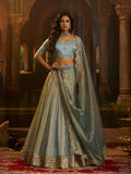 Dusty Embroidered Lehenga Choli with Dupatta