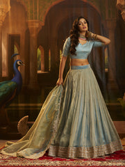 Dusty Embroidered Lehenga Choli with Dupatta
