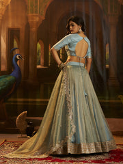 Dusty Embroidered Lehenga Choli with Dupatta