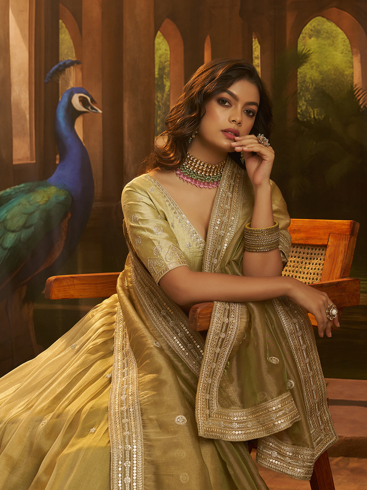 Crepe Zari Dori Sequin Lehenga Choli with Organza Dupatta