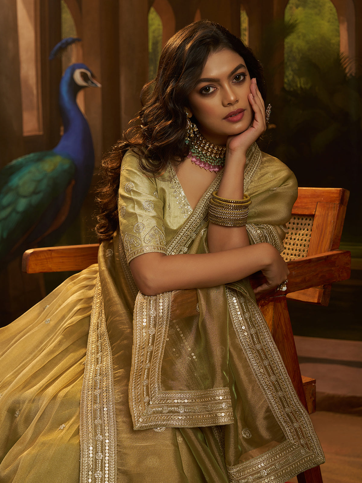 Crepe Zari Dori Sequin Lehenga Choli with Organza Dupatta