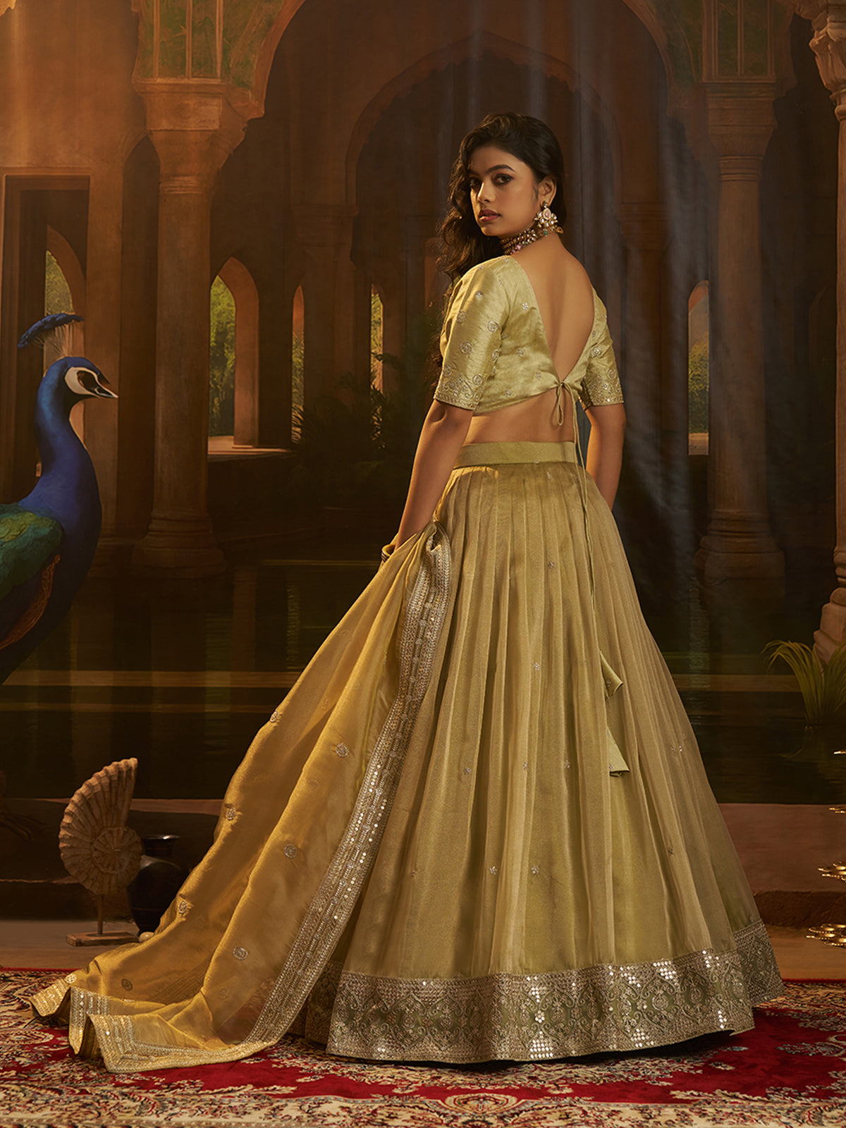 Crepe Zari Dori Sequin Lehenga Choli with Organza Dupatta