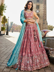 ROYAL DUSTY RANI PINK RANGOLI SILK LEHENGA SET
