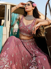 ROYAL DUSTY RANI PINK RANGOLI SILK LEHENGA SET