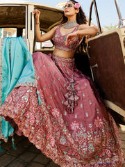 ROYAL DUSTY RANI PINK RANGOLI SILK LEHENGA SET