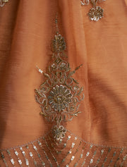 Peach Embroidered Bridal Lehenga Choli with Ivory Dupatta