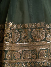 Green Organza Embroidered Lehenga Choli with Dupatta
