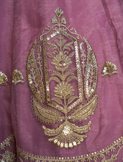 Mauve Lehenga Choli with Heavy Gold Embroidery & Dupatta