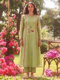 Pista Green Pichwai Embroidered Tissue Kurta Pant Set