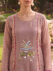 Dusty Rose Mauve EMBROIDERED KURTA SET
