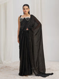 Black Designer Saree with Pearl Embellished Blouse