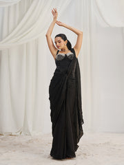 Black Designer Saree with Pearl Embellished Blouse
