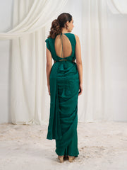 Emerald Green Designer Saree with Embellished Waist Belt