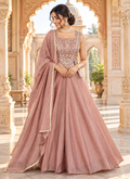 Dusty Mauve Salsa Silk Lehenga Set with Bead, Sequin & Thread Embroidery