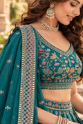 Emerald Green Star Georgette Sequin Lehenga Choli