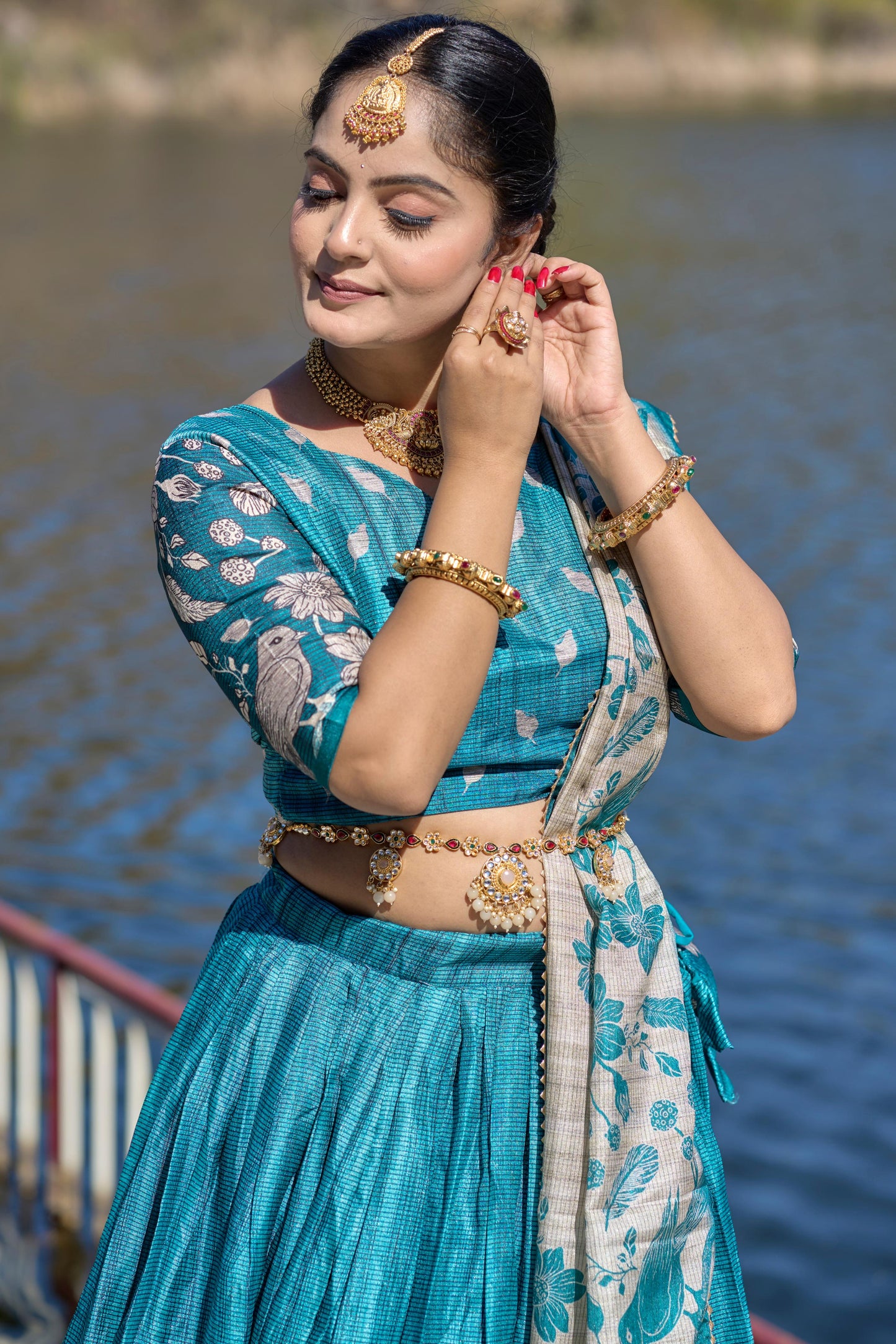 Stunning Pure Manipuri Silk Printed Lehenga Choli Set - Ethnicwish