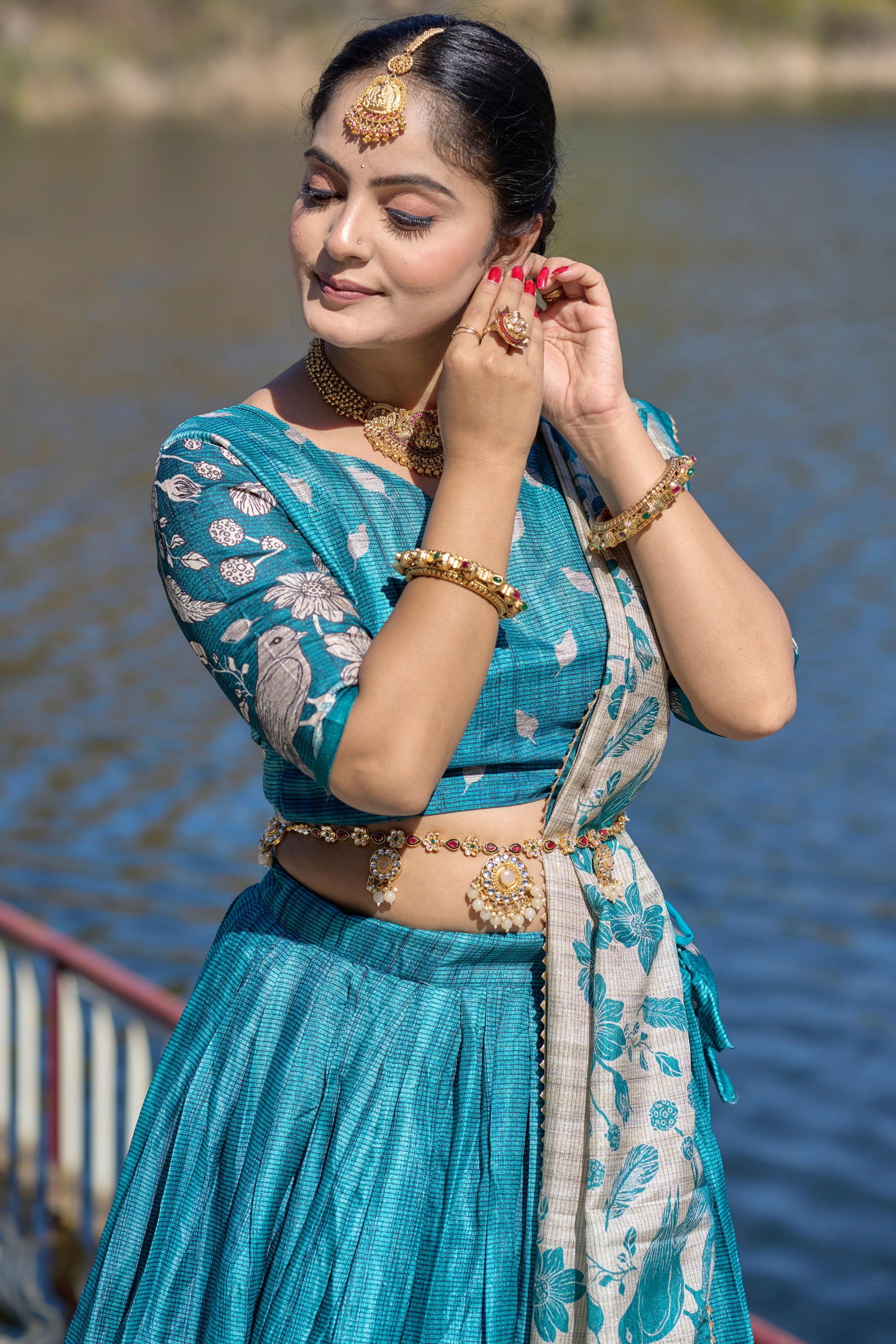Stunning Pure Manipuri Silk Printed Lehenga Choli Set - Ethnicwish