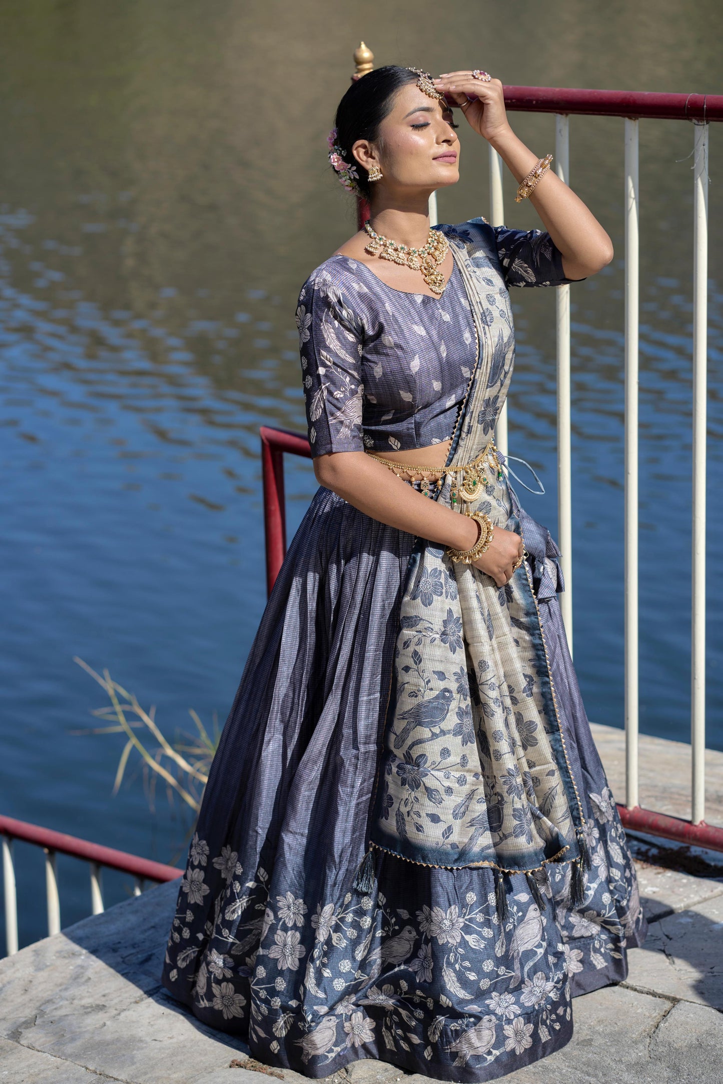 Stunning Pure Manipuri Silk Printed Lehenga Choli Set - Ethnicwish