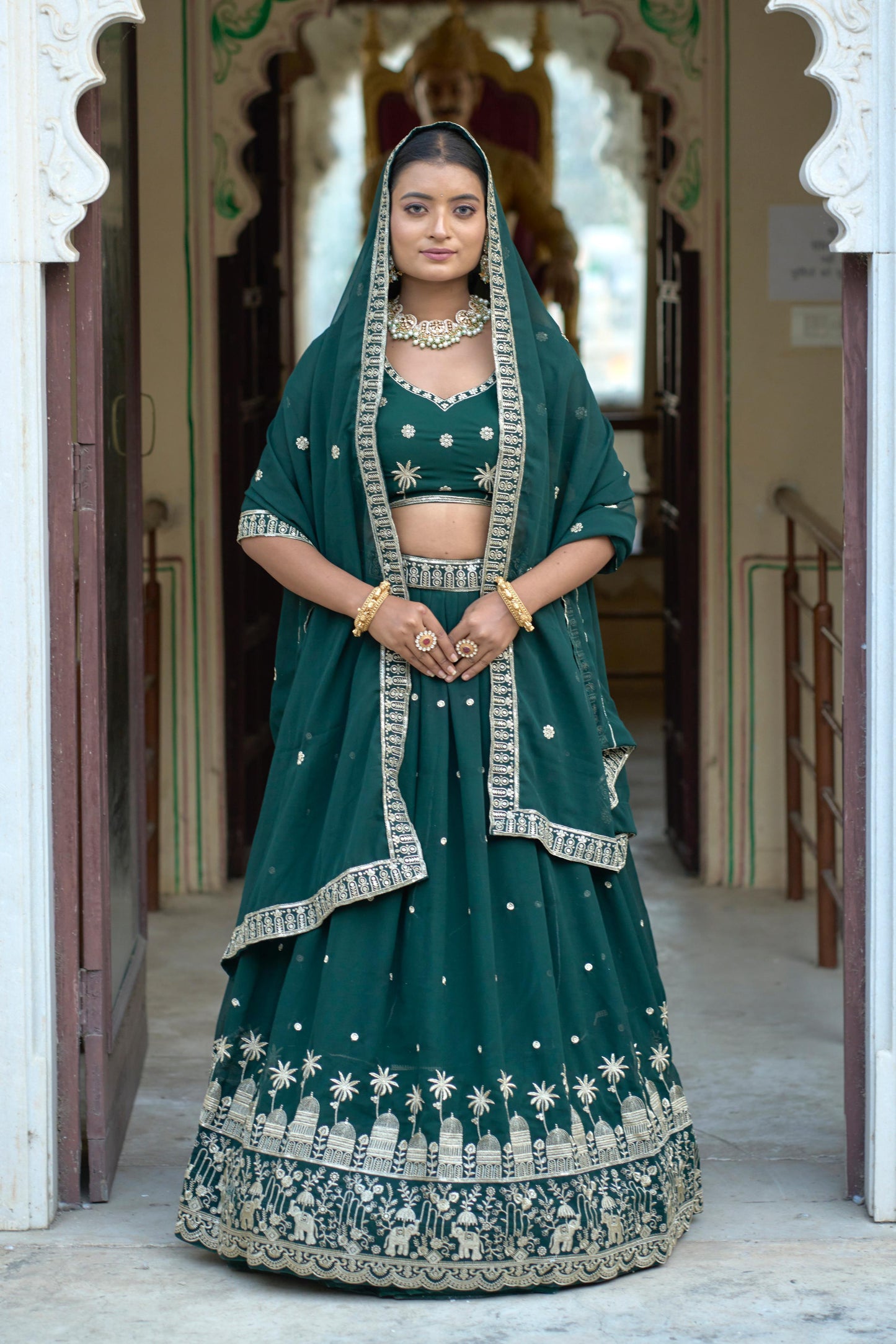 Stylish Georgette Rich Sequins Embroidered Lehenga Choli Set - Ethnicwish