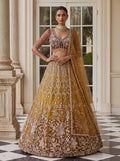 Gold Net Bead Motif Sequin Embroidered Lehenga Choli