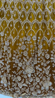 Gold Net Bead Motif Sequin Embroidered Lehenga Choli