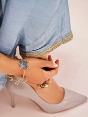 Sky Blue Embroidered Kurta Pant Set for Women