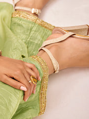 Pista Green Embroidered Kurta Pant Set for Women