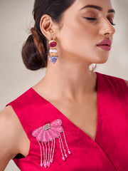 Hot Pink Designer Top with White Trousers
