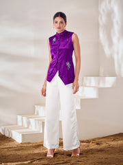 Purple Designer Waistcoat Trousers